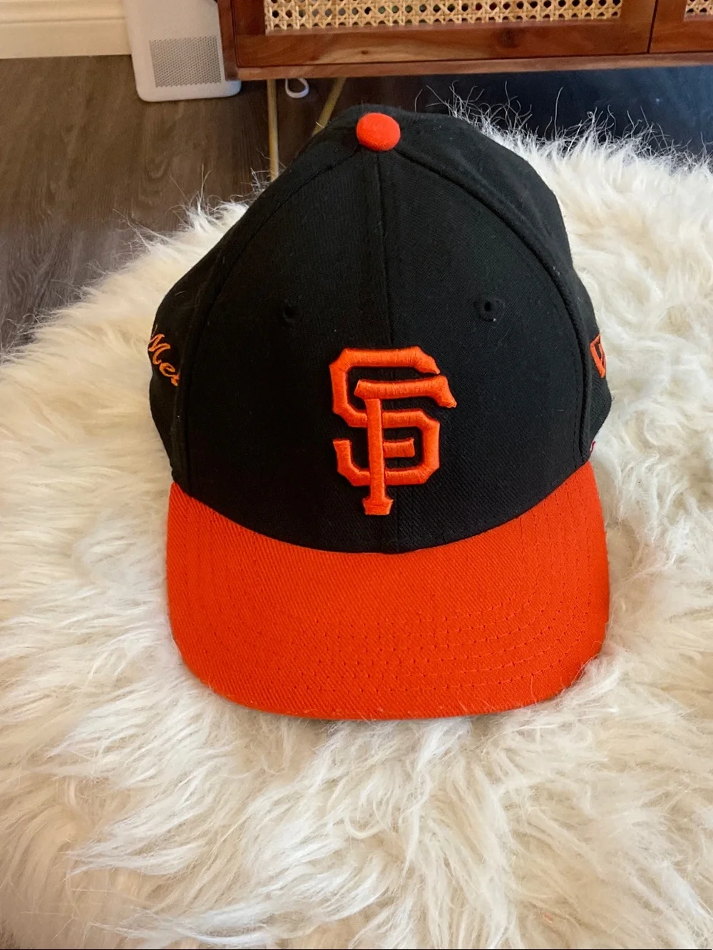 New Era Kids Black and Orange SF Logo Cap
